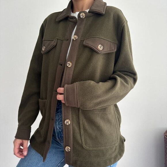 NWT Blank NYC olive green fleece shirt shacket - Picture 5 of 9